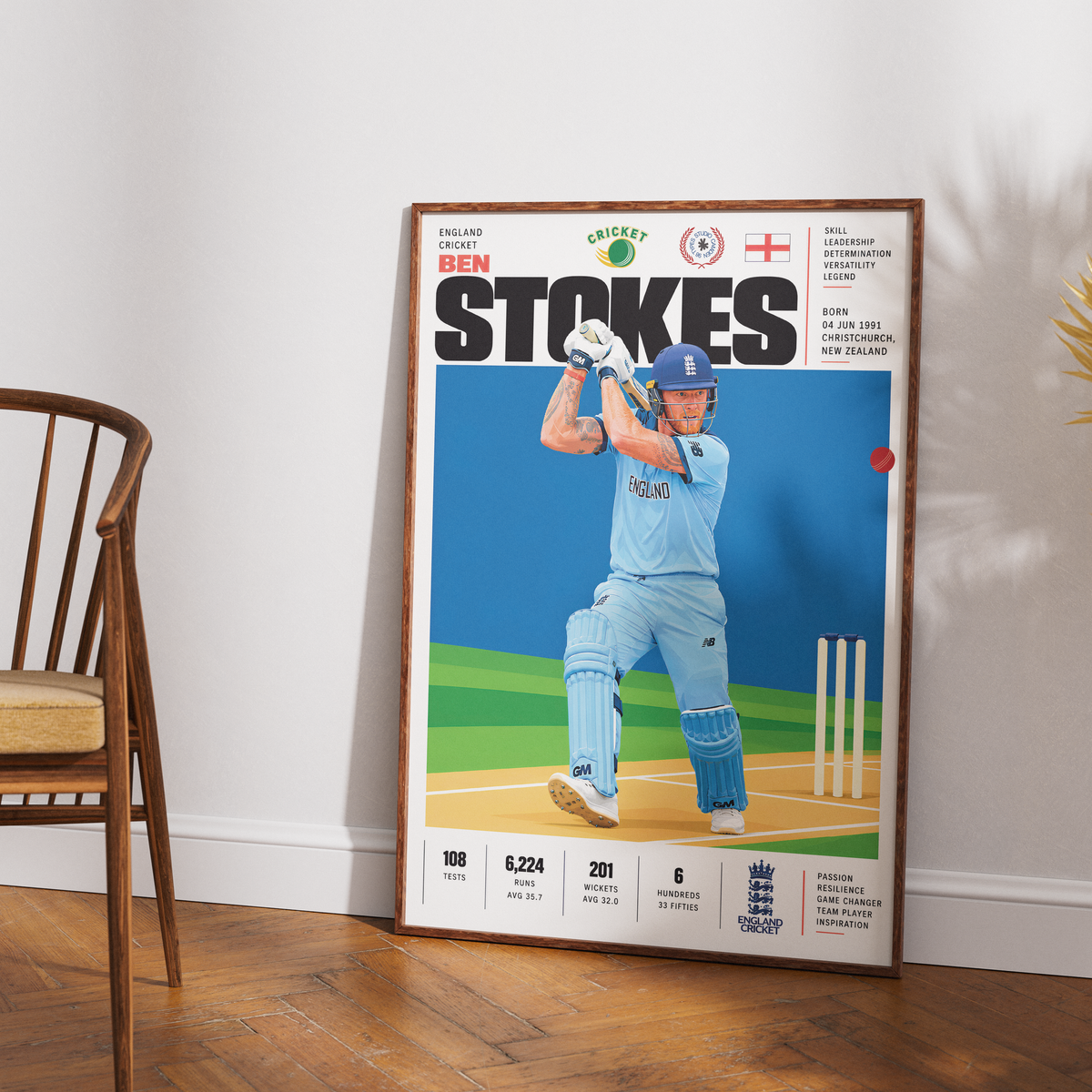 Ben Stokes cricket poster wall art print by 98types