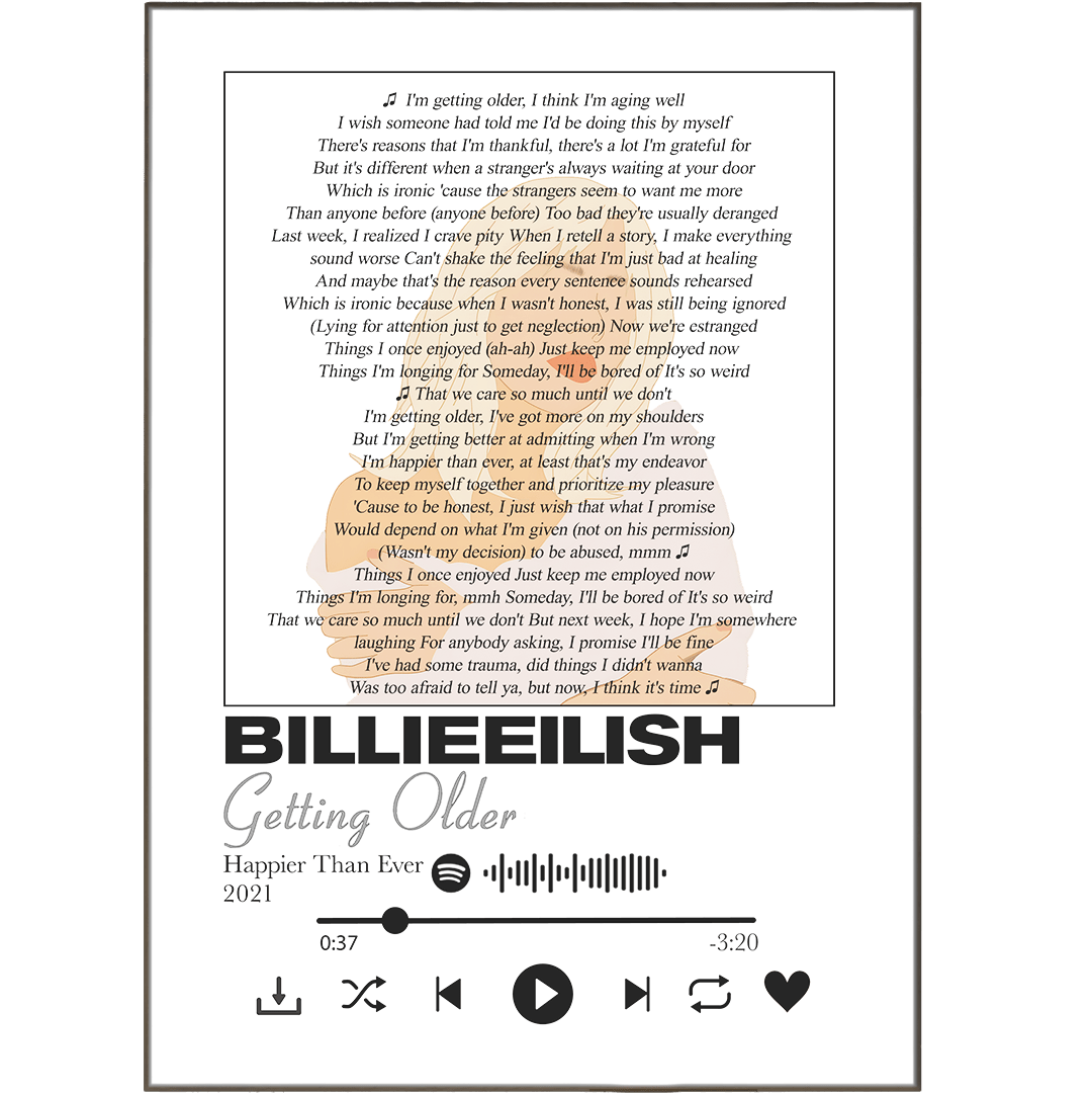 Billie Eilish Getting Older song lyrics art print poster UK