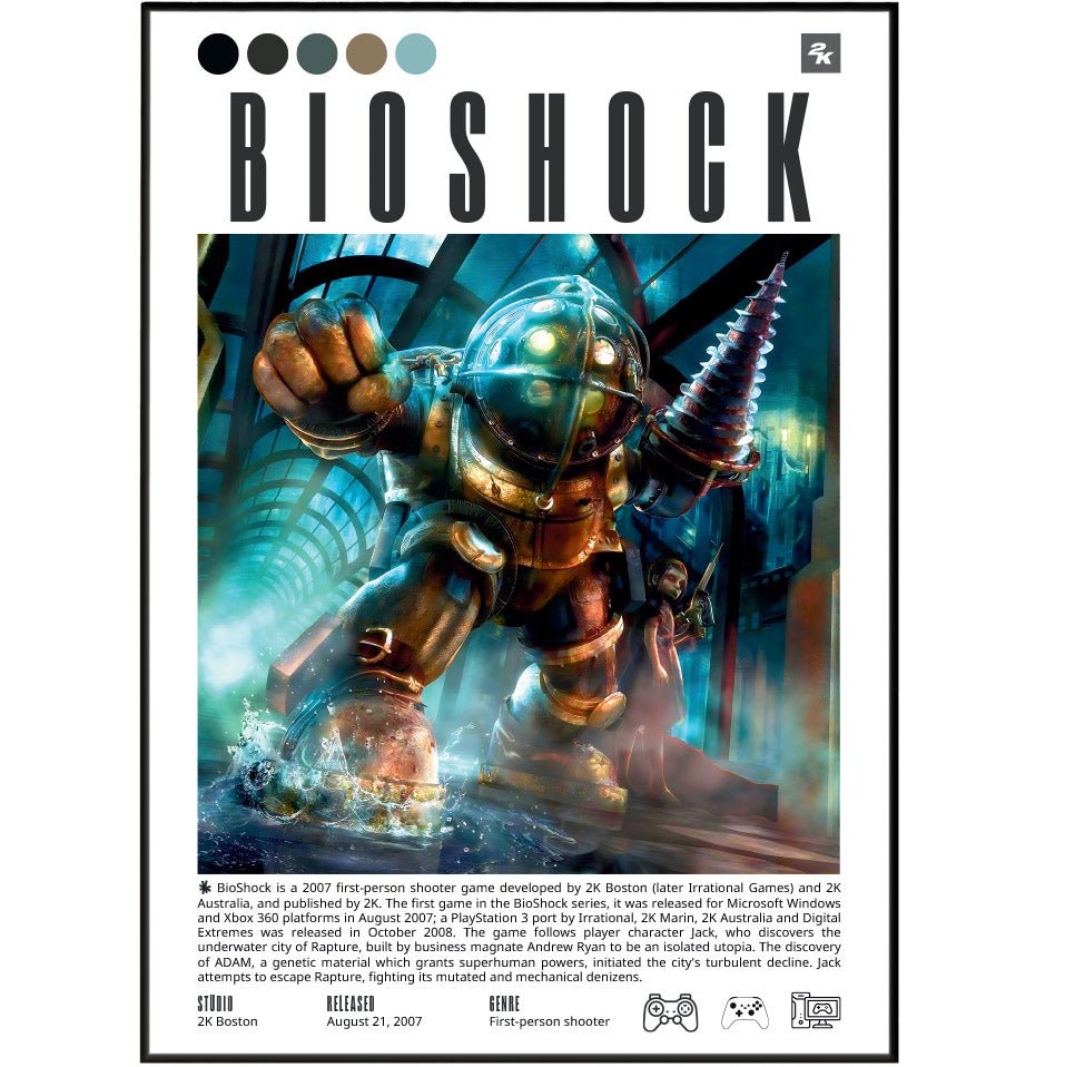BioShock Infinite 2013 game poster — Booker Elizabeth Columbia sky city wall art print UK
 - 98types