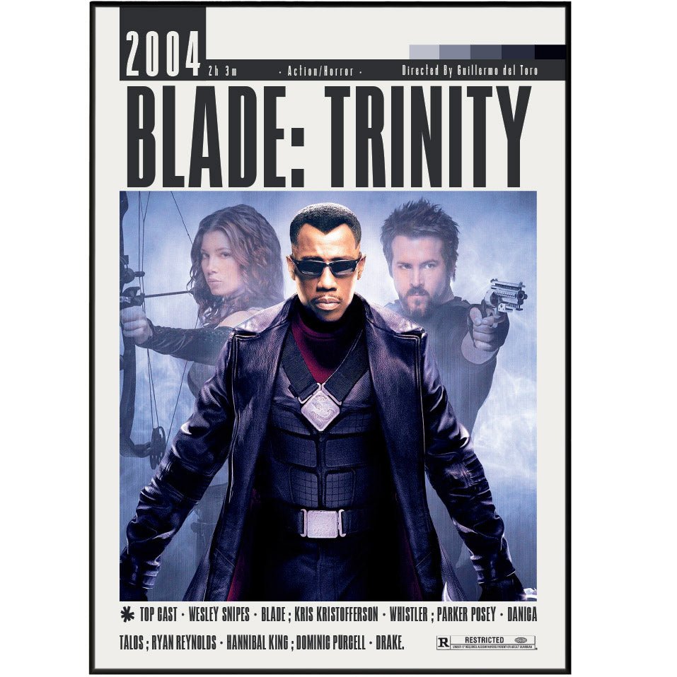 Blade Trinity 2004 horror action film poster — Wesley Snipes Ryan Reynolds Dracula vampire wall art print UK