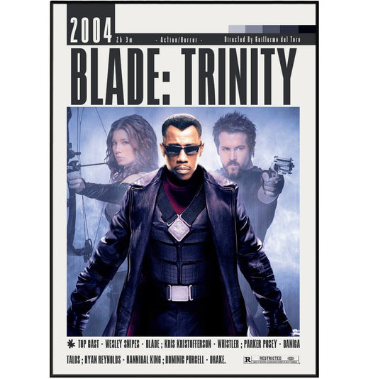 Blade Trinity 2004 horror action film poster — Wesley Snipes Ryan Reynolds Dracula vampire wall art print UK