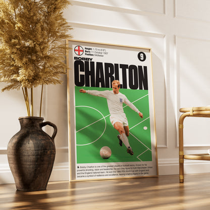Bobby Charlton Football Poster | England Football Legend