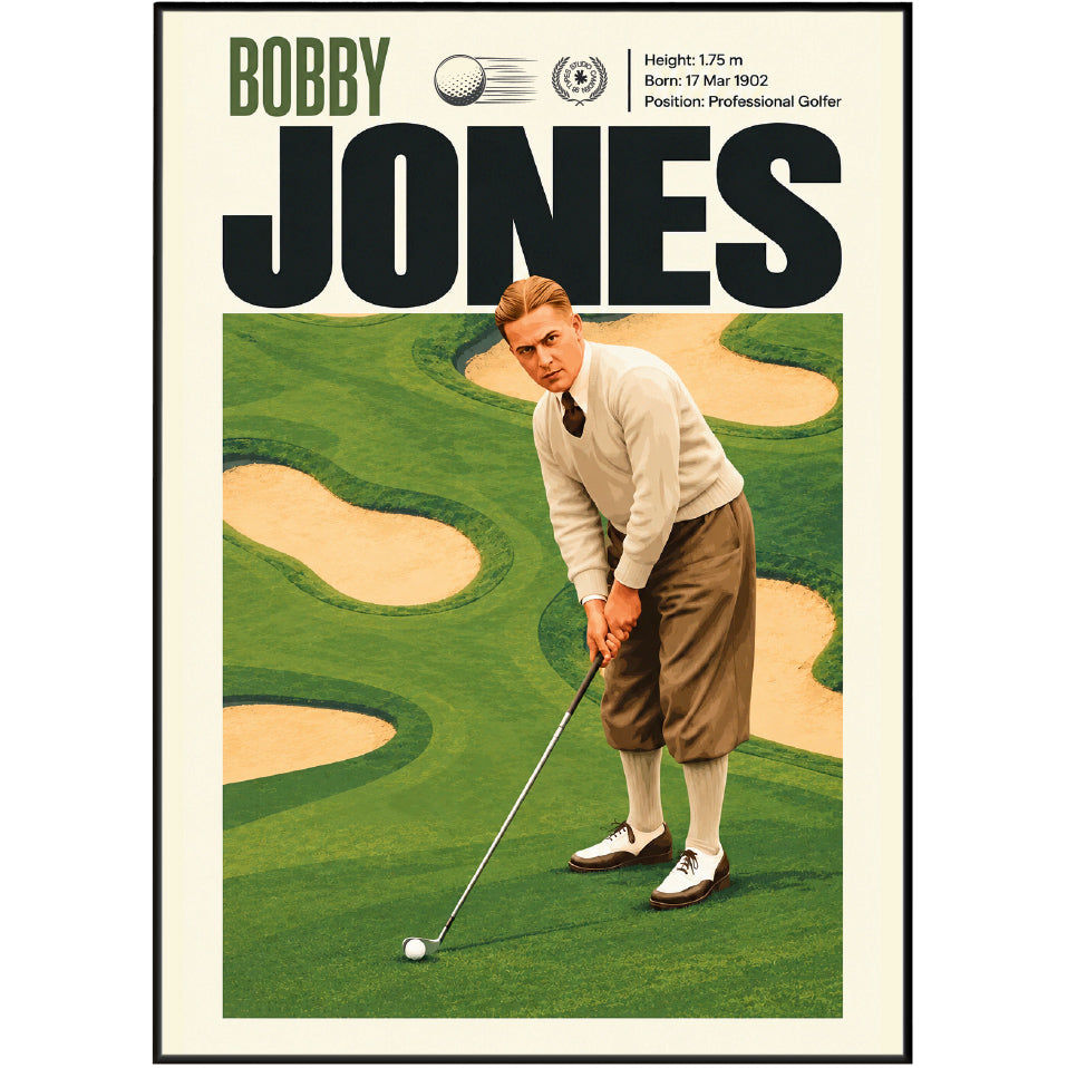 Bobby Jones poster, American golf wall art print in a golf clubhouse - 98types