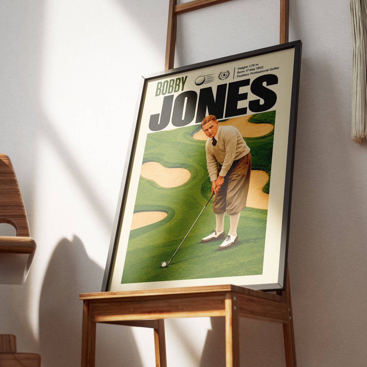 Bobby Jones poster, American golf wall art print in a golf clubhouse - 98types
