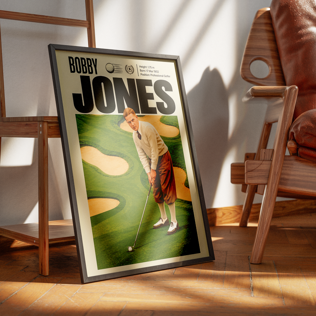 Bobby Jones poster, American golf wall art print in a golf clubhouse - 98types