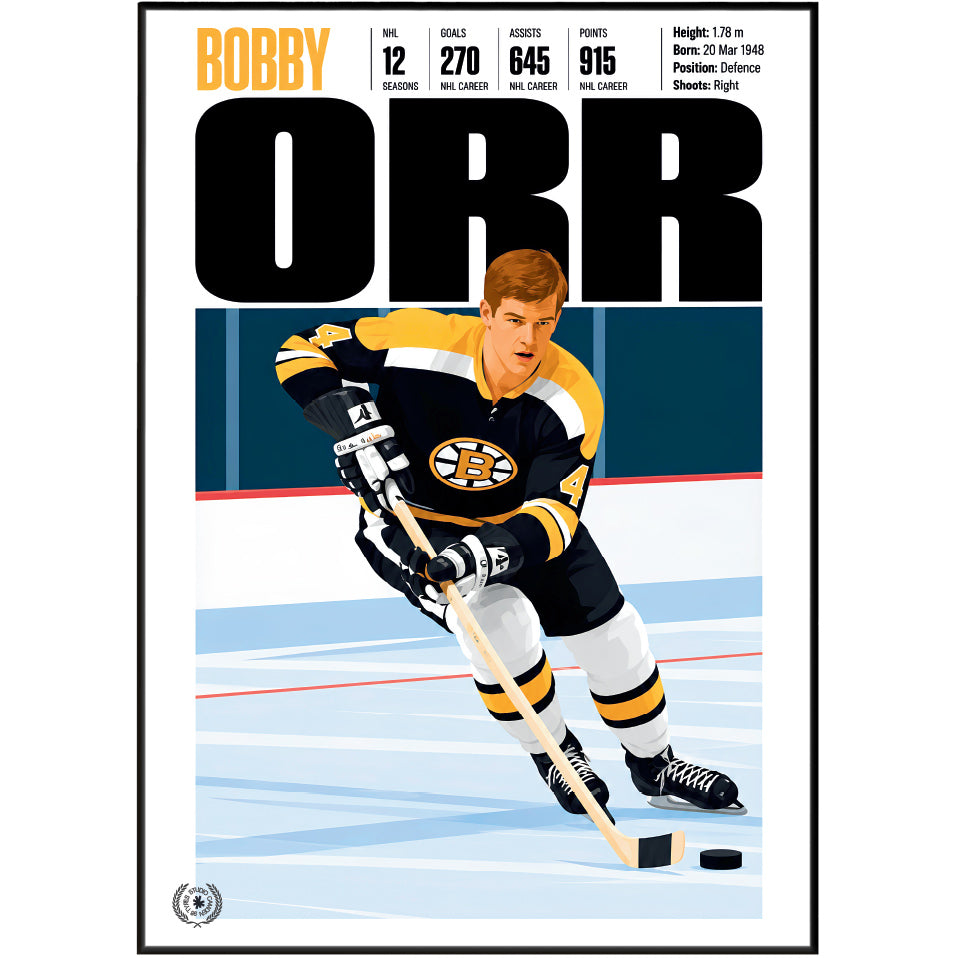 Bobby Orr poster, Boston Bruins NHL ice hockey wall art print in a sports bar - 98types