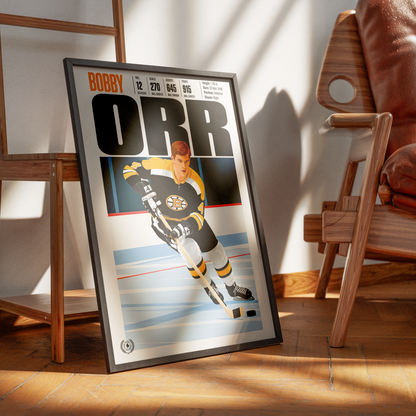 Bobby Orr poster, Boston Bruins NHL ice hockey wall art print in a sports bar - 98types