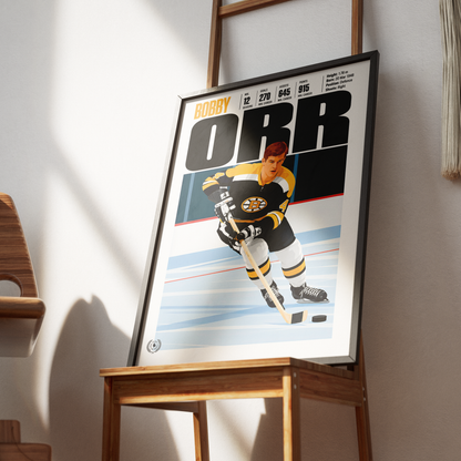 Bobby Orr Poster | Boston Bruins Ice Hockey Wall Art Print