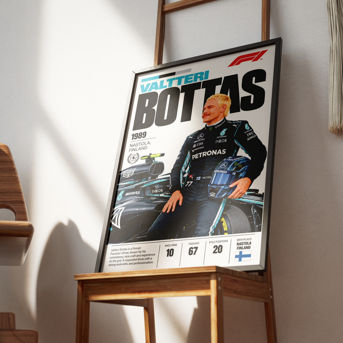 Valtteri Bottas Formula 1 poster – Flying Finn F1 wall art by 98types