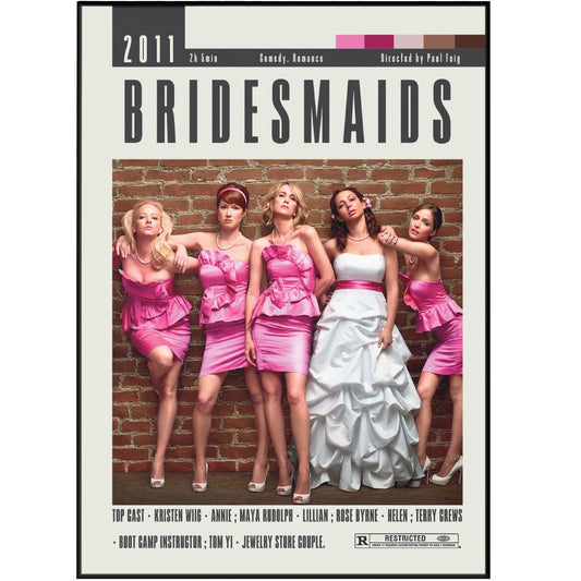 Bridesmaids 2011 romcom film poster — Kristen Wiig Annie wedding comedy minimalist wall art print UK - 98types