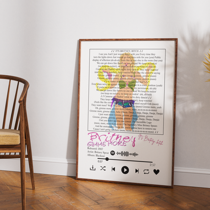 Britney Spears “Gimme More” Lyrics Wall Art Print