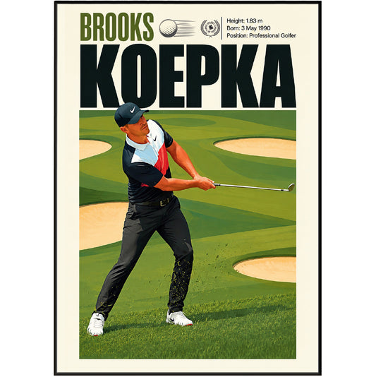 Brooks Koepka poster, American golf wall art print in a living room - 98types
