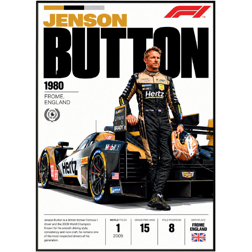 Jenson Button 2009 world champion Formula 1 poster – wall art by 98types