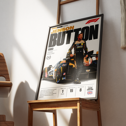 Jenson Button 2009 world champion Formula 1 poster – wall art by 98types