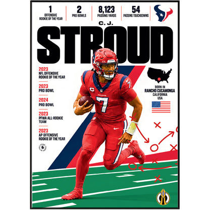 C.J. Stroud poster, Houston Texans NFL wall art print in a boy's bedroom - 98types