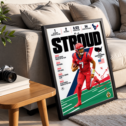 C.J. Stroud poster, Houston Texans NFL wall art print in a boy's bedroom - 98types