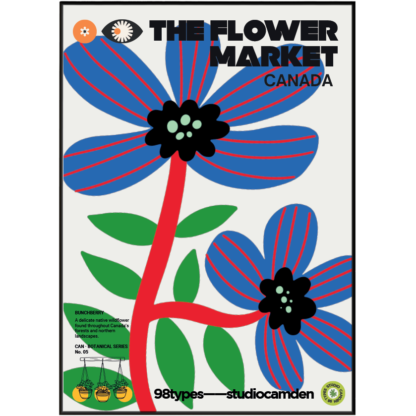 The Flower Market Canada Pacific Dogwood botanical poster print UK — British Columbia emblem graphic wall art 260gsm printed in England Camden Market