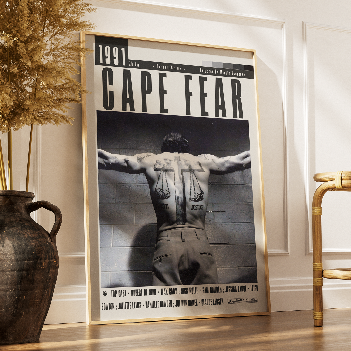 Cape Fear 1991 thriller film poster — Martin Scorsese Robert De Niro Max Cady Nick Nolte wall art print UK
