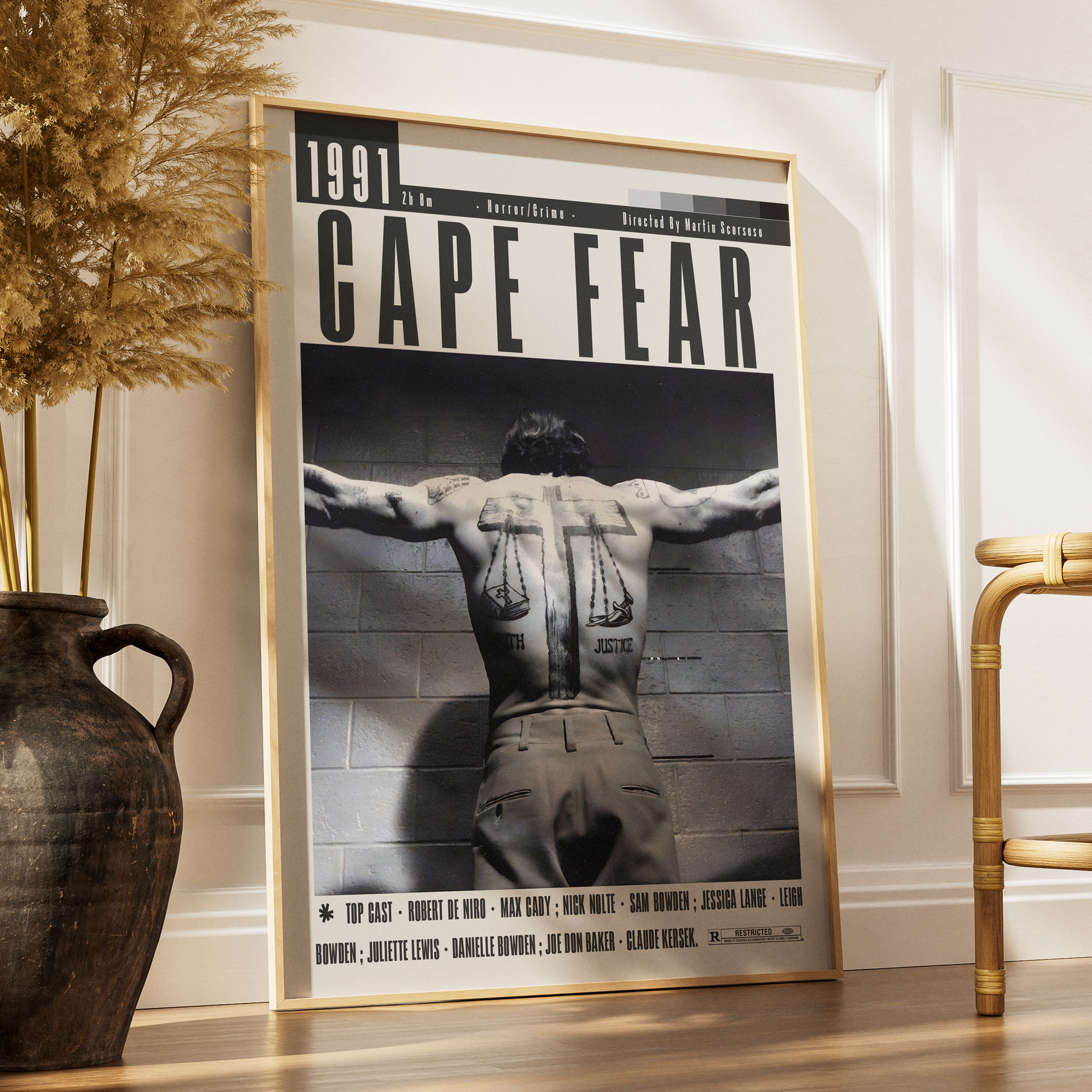 Cape Fear 1991 thriller film poster — Martin Scorsese Robert De Niro Max Cady Nick Nolte wall art print UK
