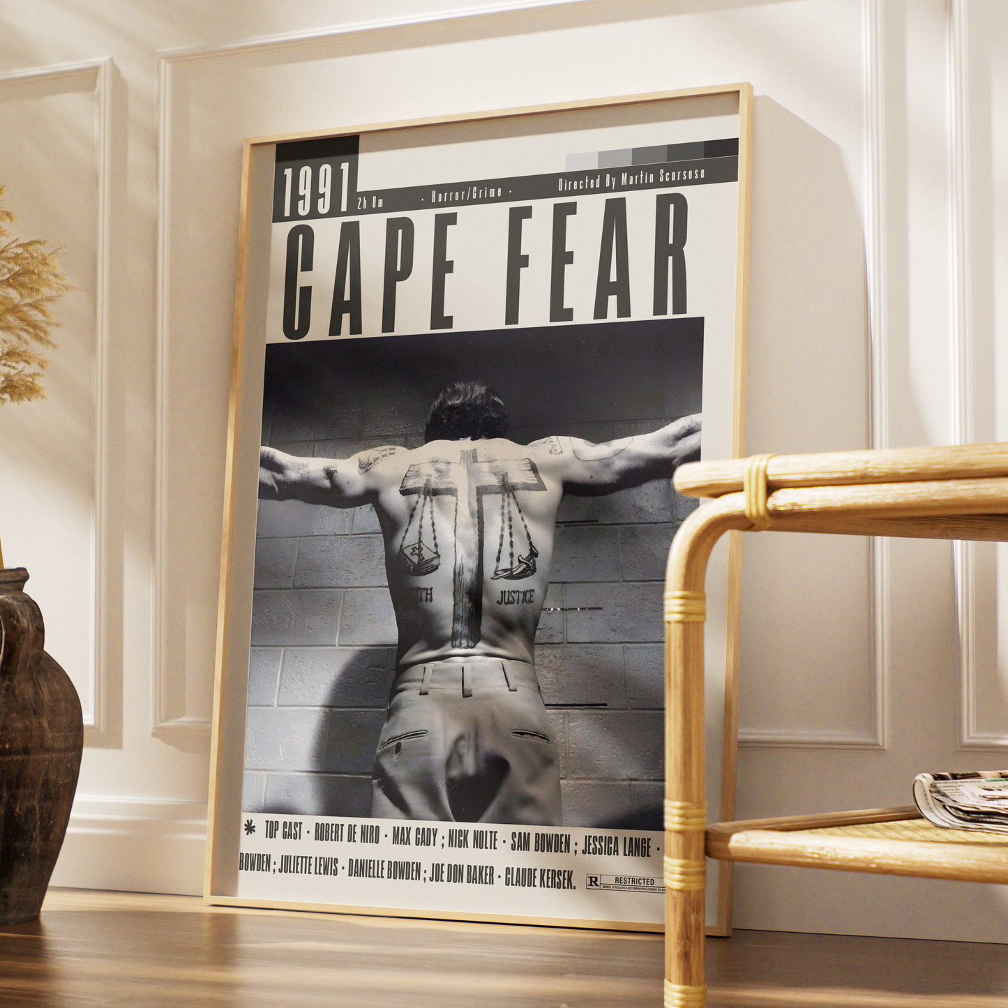 Cape Fear 1991 thriller film poster — Martin Scorsese Robert De Niro Max Cady Nick Nolte wall art print UK
