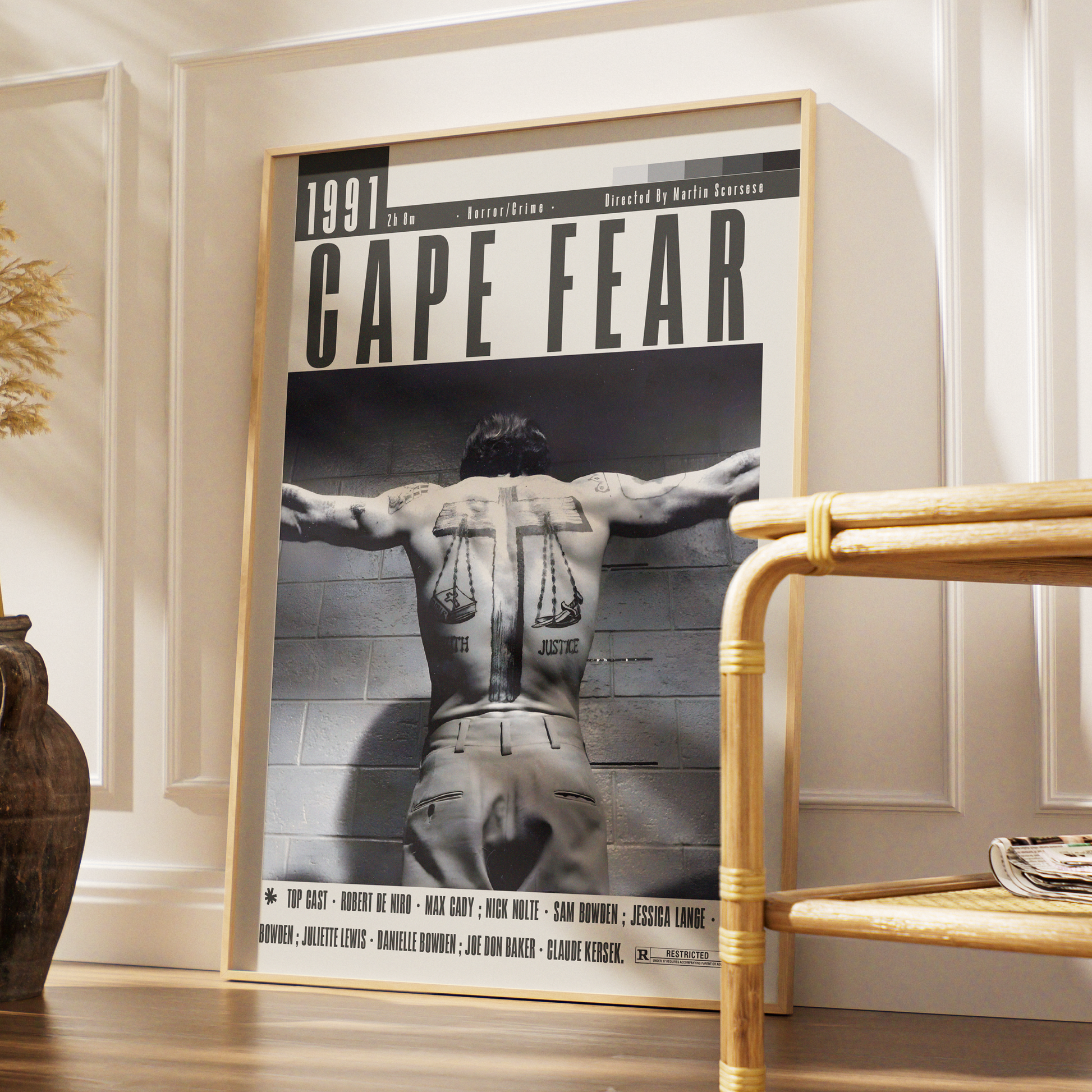 Cape Fear 1991 thriller film poster — Martin Scorsese Robert De Niro Max Cady Nick Nolte wall art print UK
