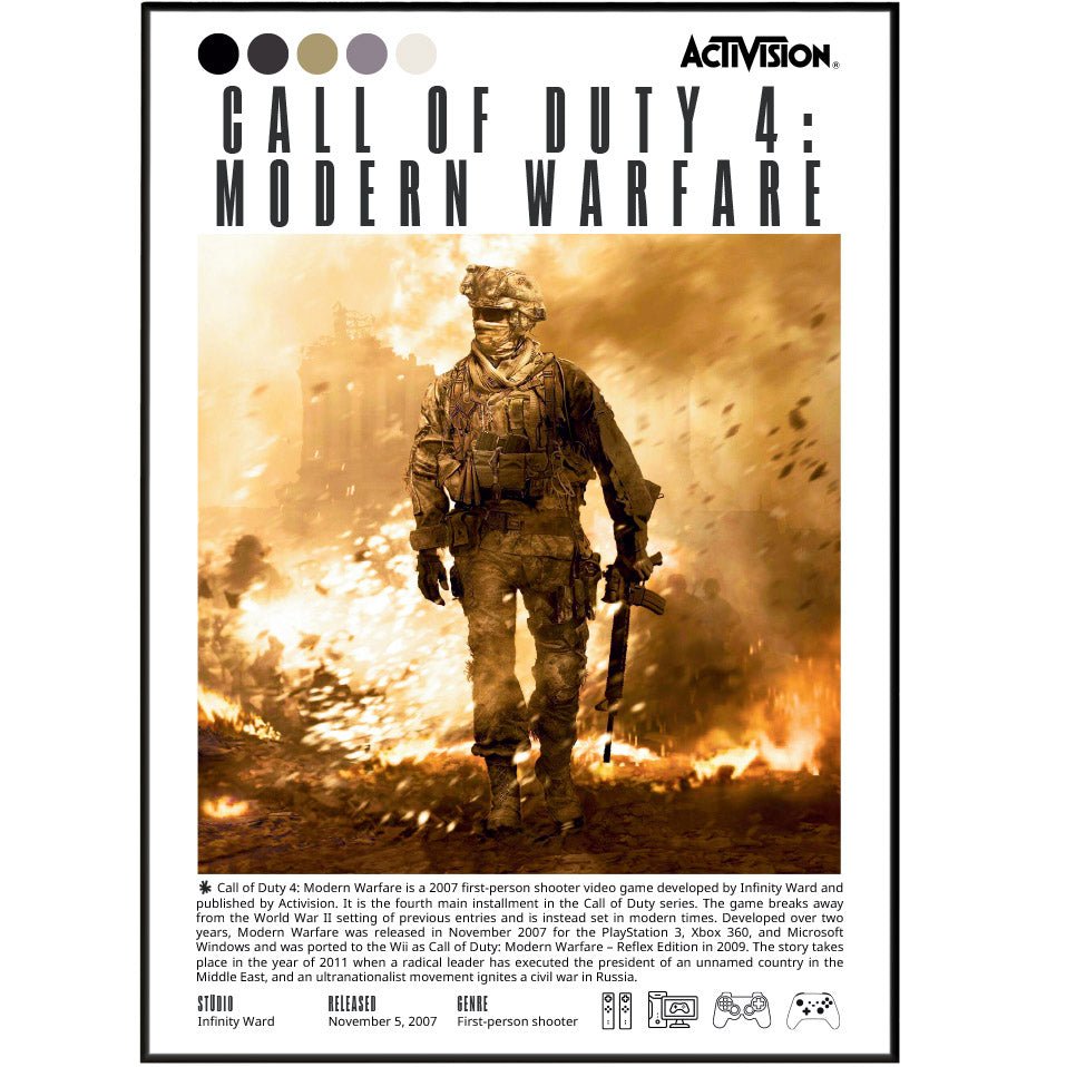 Call of Duty 4 Modern Warfare 2007 game poster — Infinity Ward Captain Price shooter wall art print UK
 - 98types