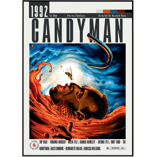 Candyman 1992 Bernard Rose film poster print UK — Tony Todd urban legend Clive Barker Chicago horror wall art 260gsm printed in England Camden Market
