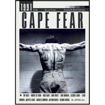 Cape Fear 1991 thriller film poster — Martin Scorsese Robert De Niro Max Cady Nick Nolte wall art print UK
