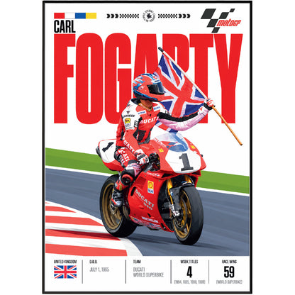 Carl Fogarty Foggy World Superbike champion Ducati poster by 98types
