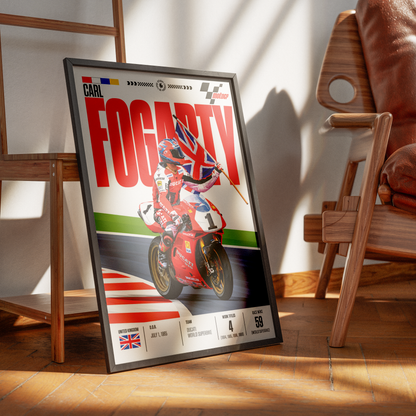 Carl Fogarty Foggy World Superbike champion Ducati poster by 98types