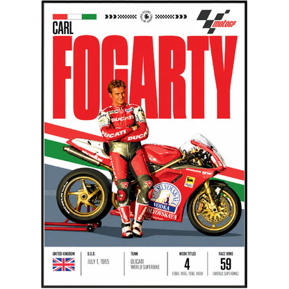 Carl Fogarty Foggy World Superbike champion Ducati poster by 98types