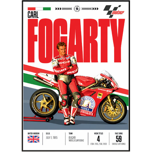 Carl Fogarty Foggy World Superbike champion Ducati poster by 98types