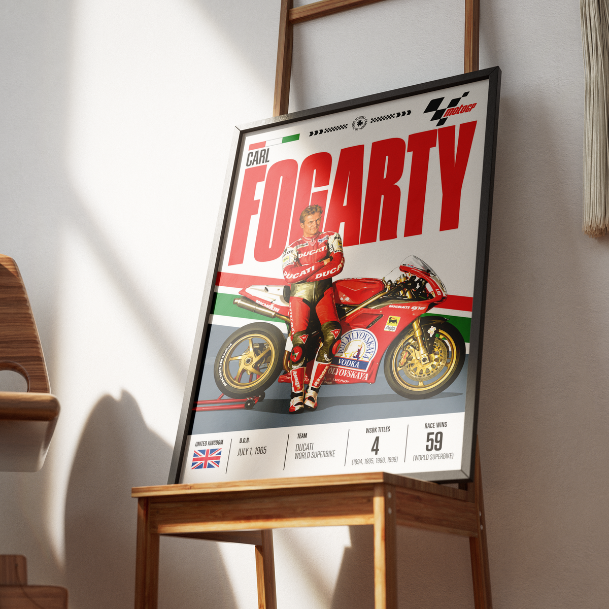 Carl Fogarty Foggy World Superbike champion Ducati poster by 98types