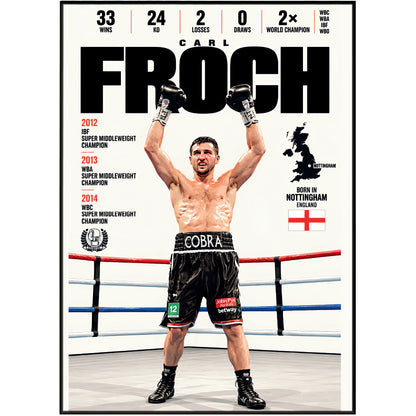 Carl Froch poster, British boxing wall art print in a home gym - 98types