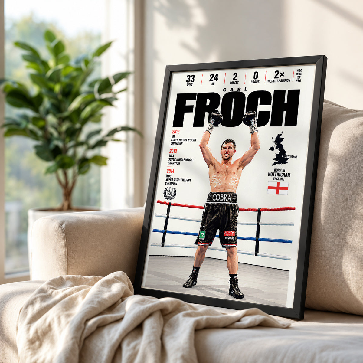 Carl Froch poster, British boxing wall art print in a home gym - 98types