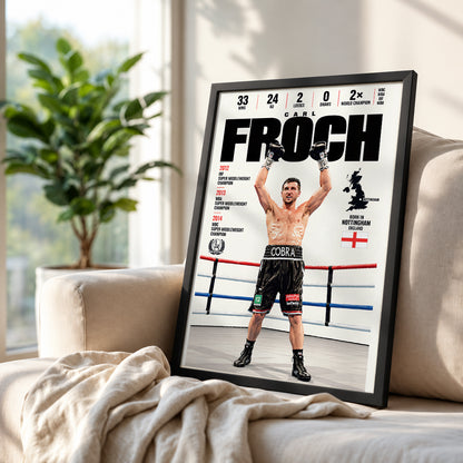Carl Froch poster, British boxing wall art print in a home gym - 98types