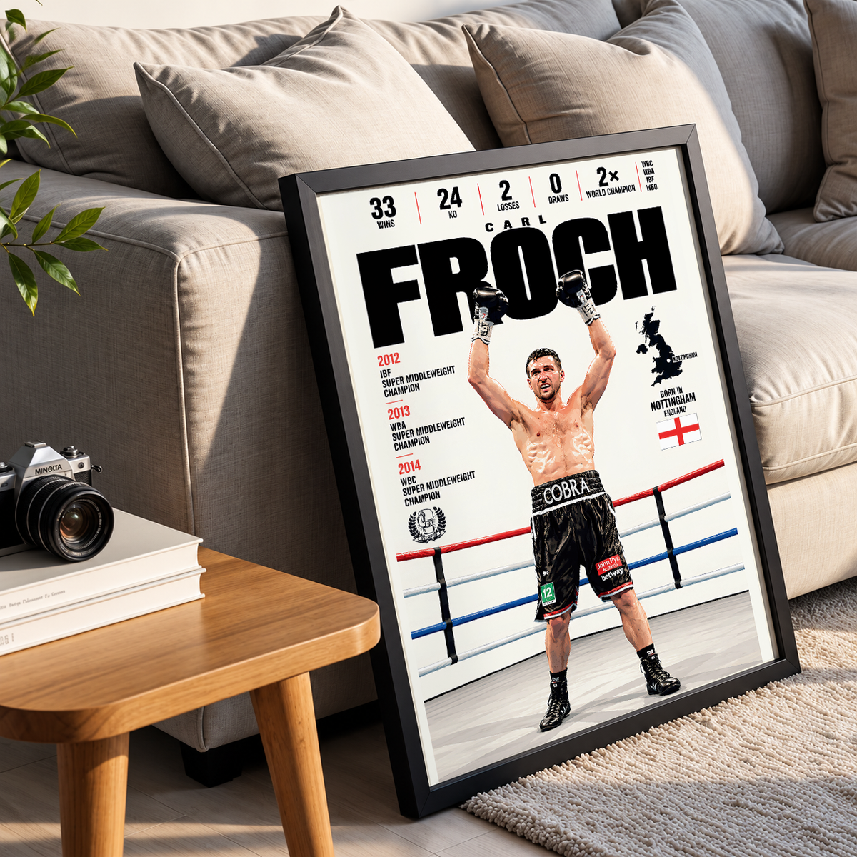 Carl Froch poster, British boxing wall art print in a home gym - 98types