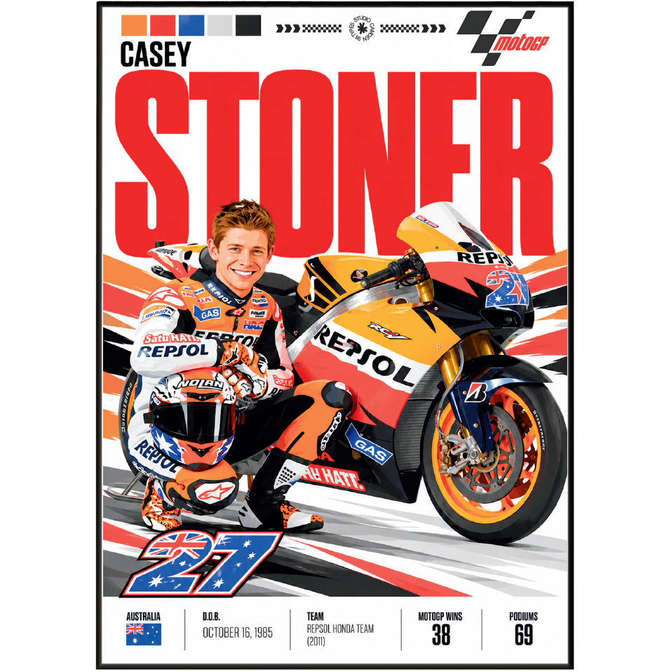 Casey Stoner #27 MotoGP world champion poster by 98types