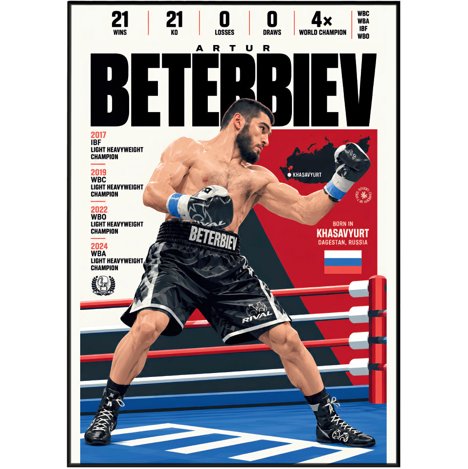 Artur Beterbiev poster, Russian-Canadian boxing wall art print in a boxing gym - 98types