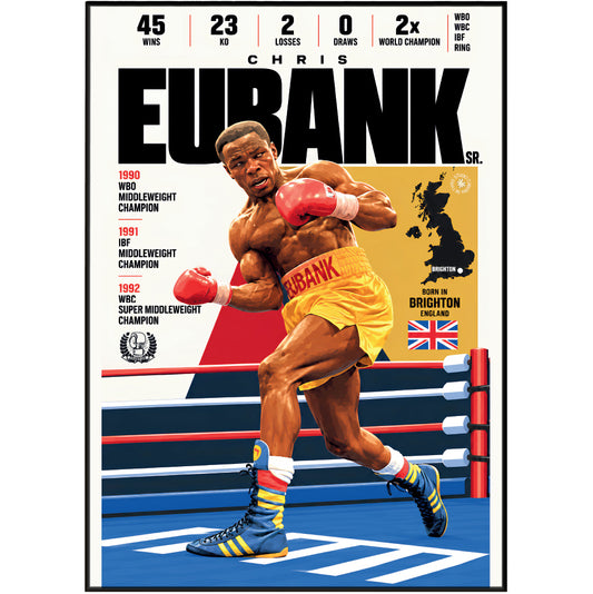 Chris Eubank Sr. poster, British boxing wall art print in a man cave - 98types