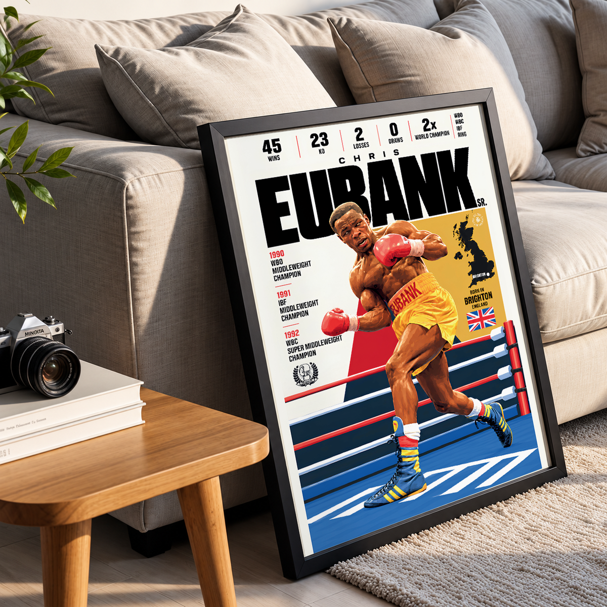 Chris Eubank Sr. poster, British boxing wall art print in a man cave - 98types