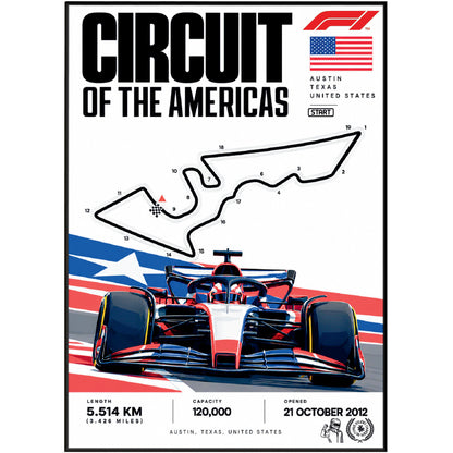 Circuit of the Americas COTA Austin US Grand Prix F1 track poster