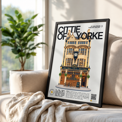 Cittie of Yorke poster, Holborn, London: vast wood-panelled interior with vaulted ceiling - 98 London Pubs Art Gallery by 98 Types