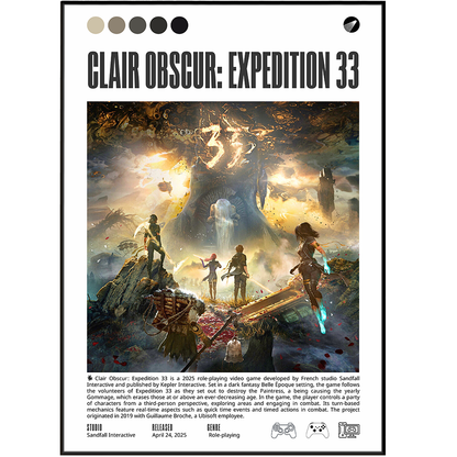 Clair Obscur Expedition 33 Video Game Poster - 98 Types Studio