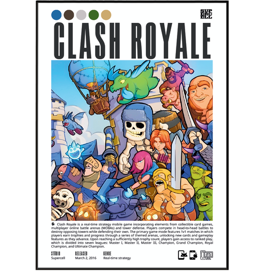 Clash Royale 2016 video game poster — Supercell tower defence card battle wall art print UK
