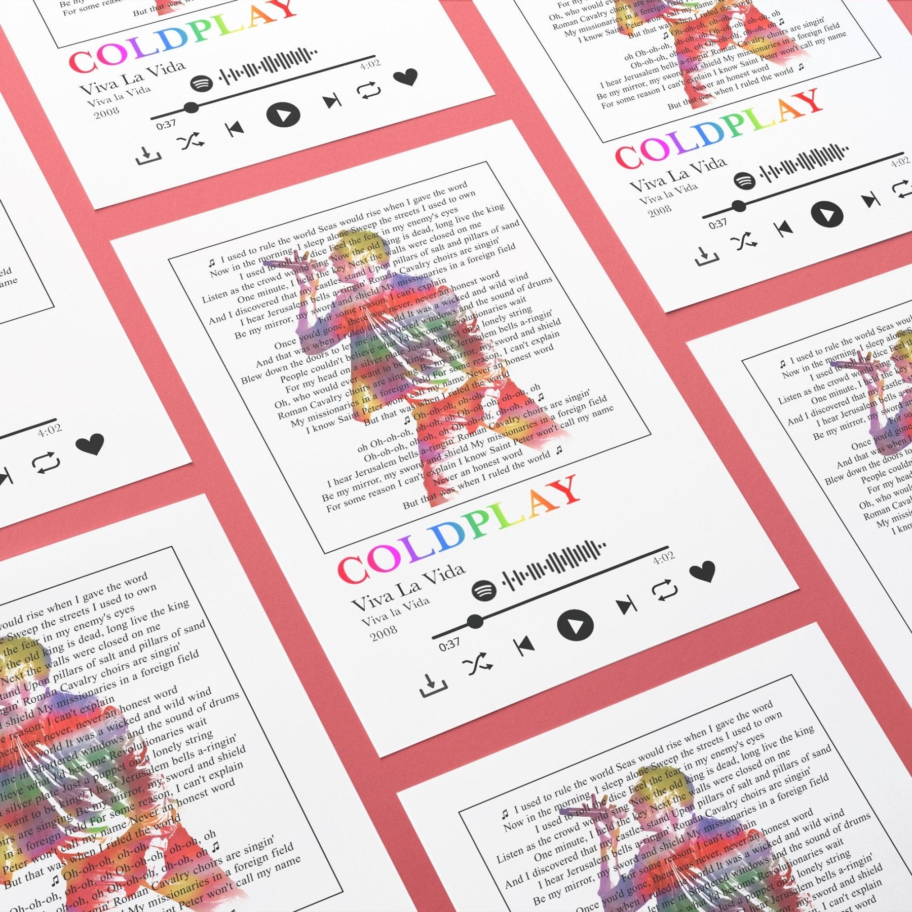 Coldplay Viva La Vida song lyrics art print poster UK