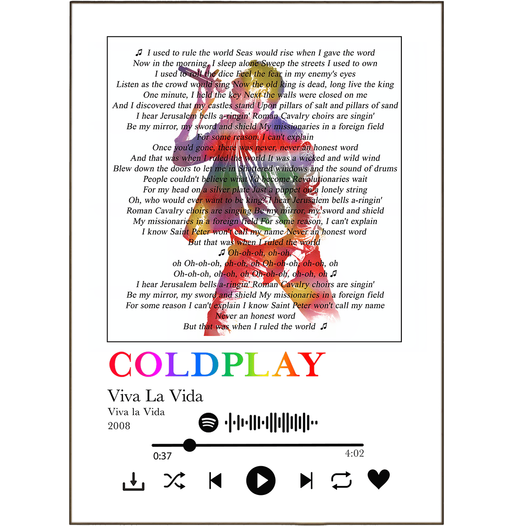 Coldplay Viva La Vida song lyrics art print poster UK