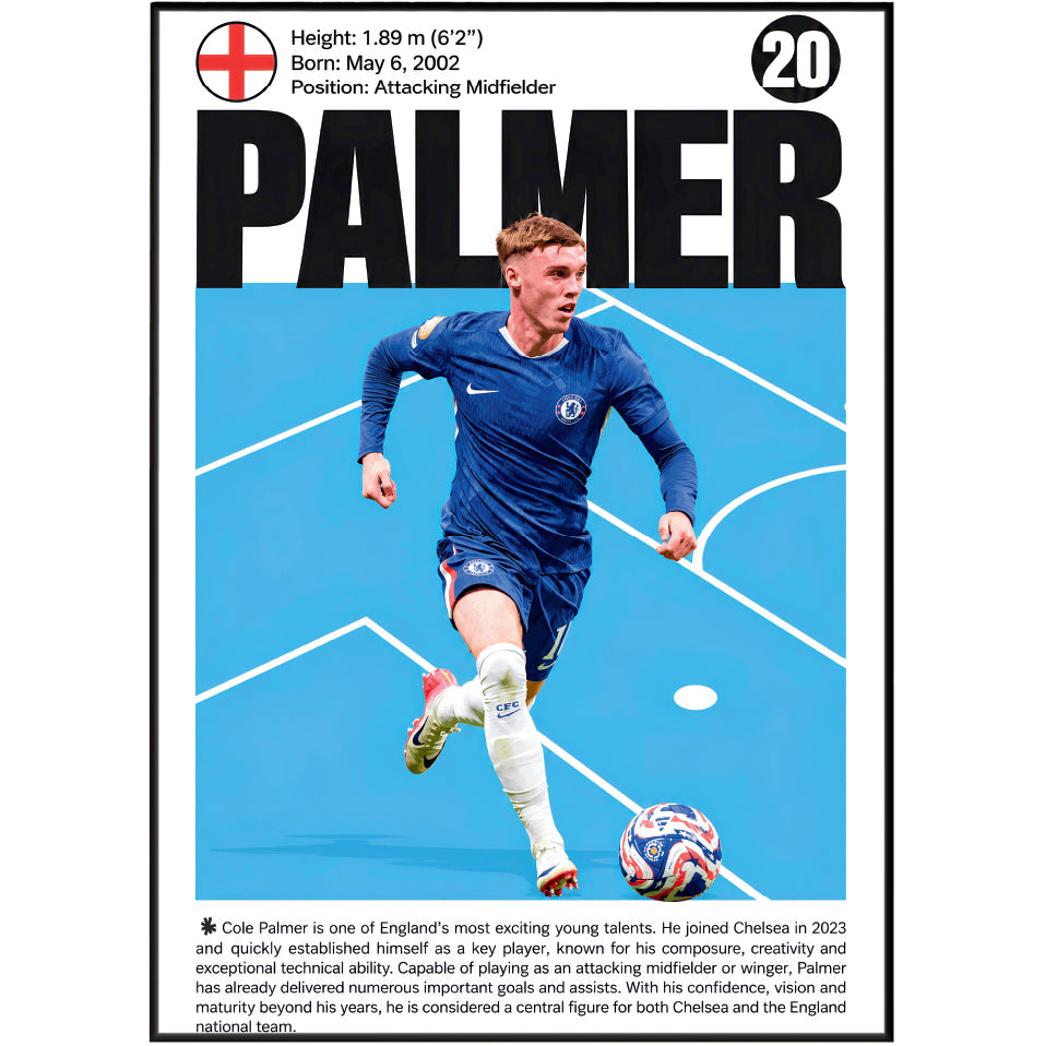 Cole Palmer football poster – Blue Rising Star – 98types