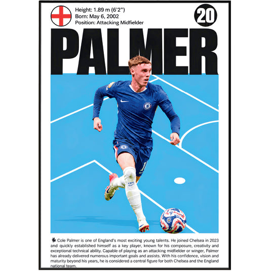 Cole Palmer football poster – Blue Rising Star – 98types
