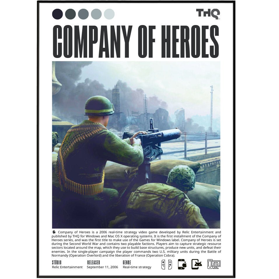 Company of Heroes 2006 game poster — Relic Entertainment WW2 RTS Normandy wall art print UK - 98types